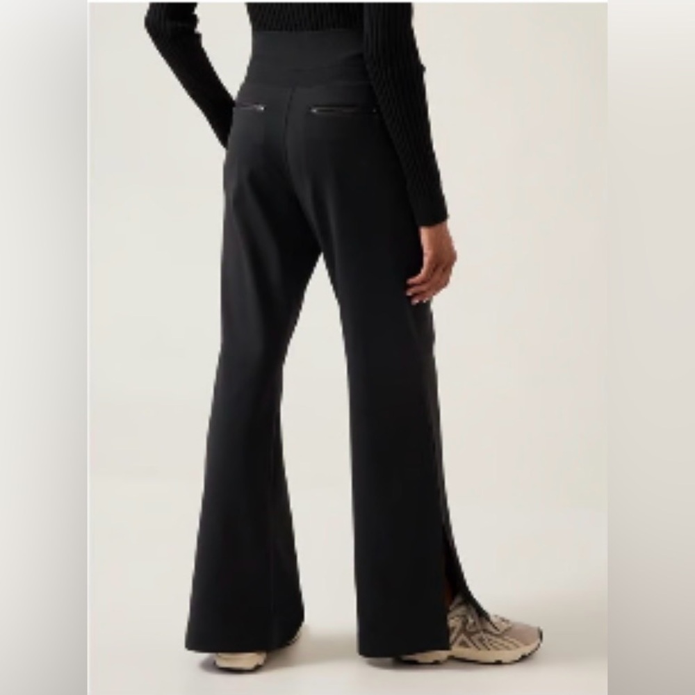 ATHLETA Women’s Venice Flare Pants Stretch Black Pockets Split Leg Size Large